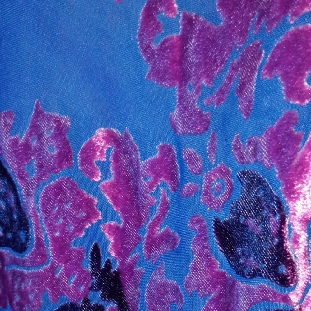 Free People Blue and Purple Floral Velvet Burnout Kimono Robe - Picture 3 of 3